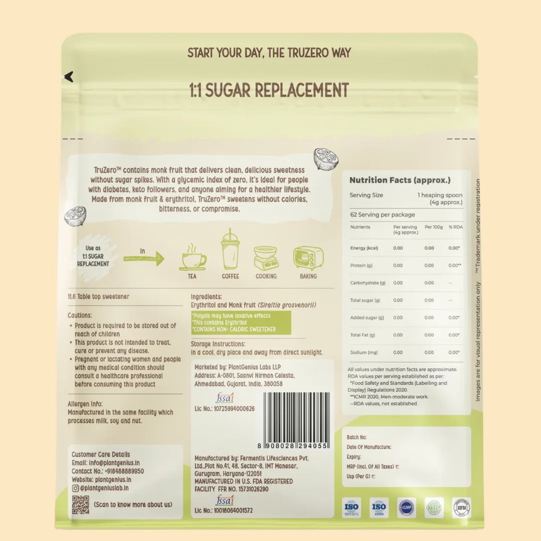 TruZero Monk Fruit Sweetener - 250gm