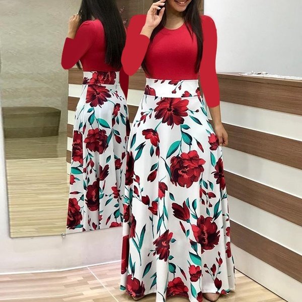 Women's Floral Printed Gown Dress