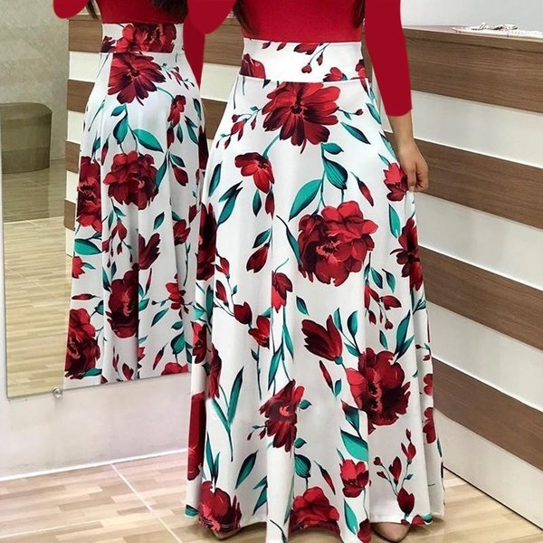 Women's Floral Printed Gown Dress