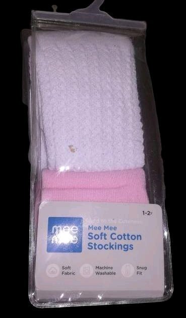SOFT COTTON STOCKINGS. PACK OF 2. 1-2 Yrs