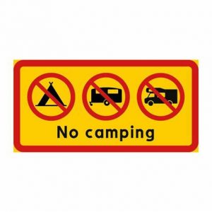 Skylt No Camping