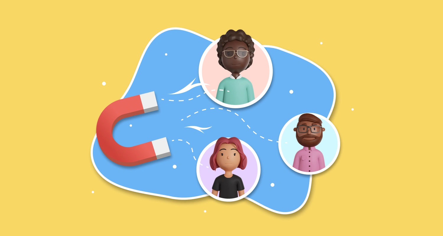 Image illustrating customer retention strategies with a magnet pulling customers.