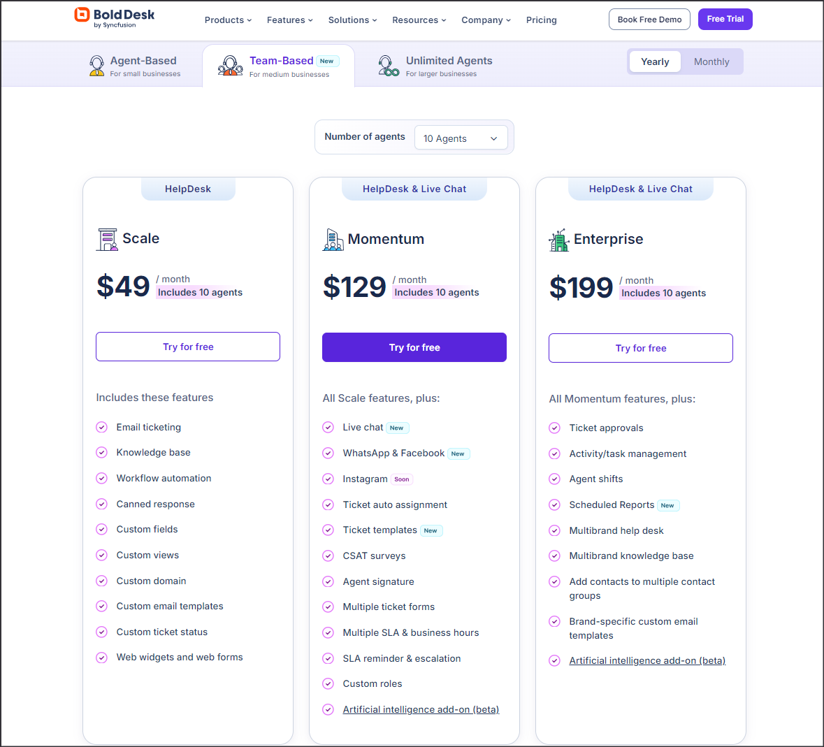 BoldDesk's Team-based Pricing Plan