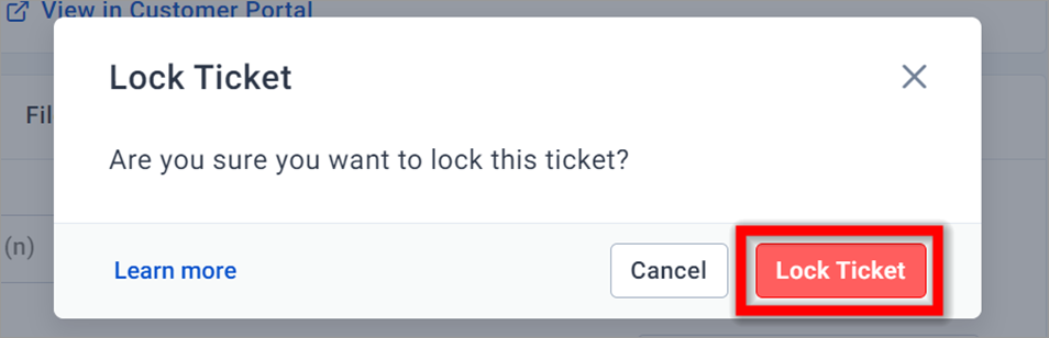 Lock ticket dialog box