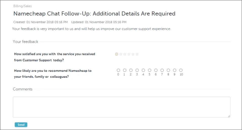 Namecheap Customer Satisfaction Survey