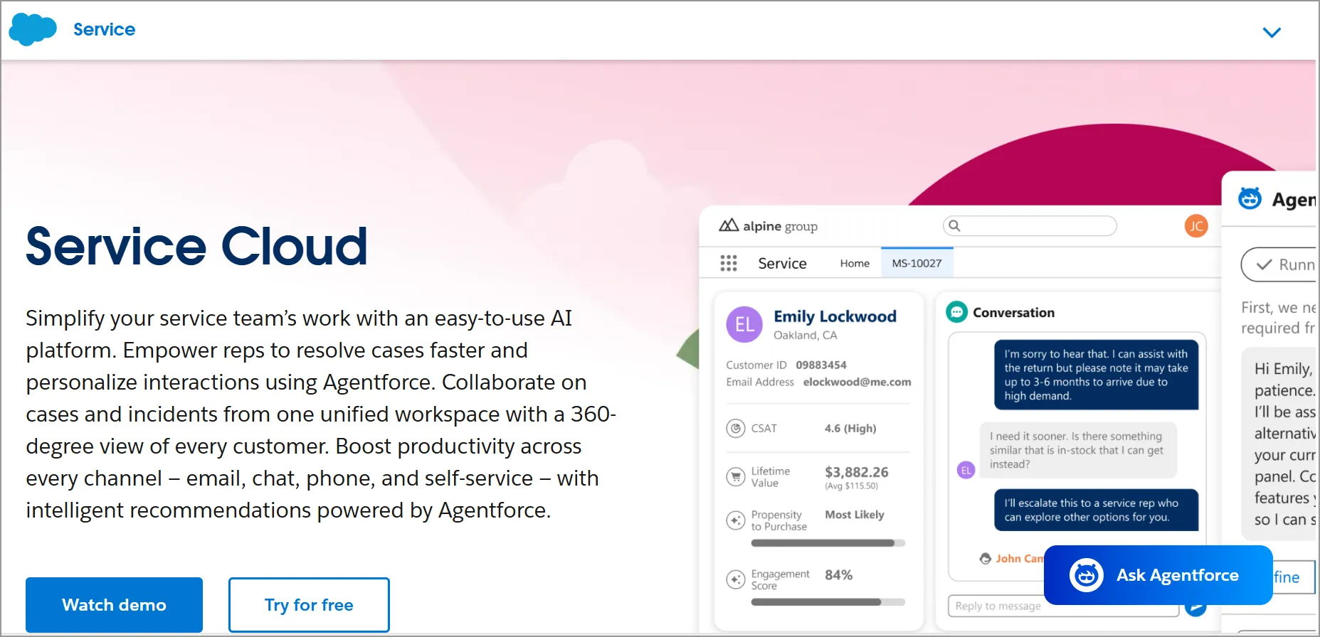 Salesforce customer service platform