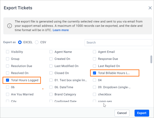 Ticket Export