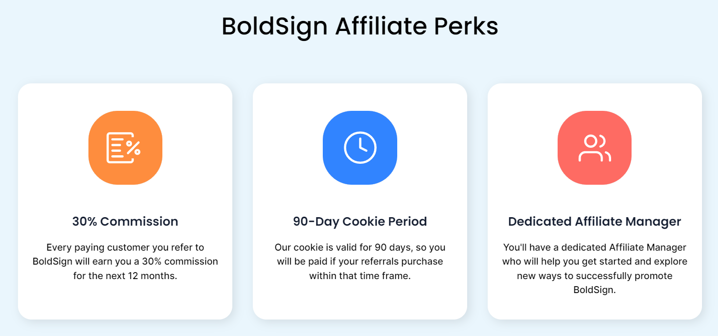 BoldSign affiliate perks