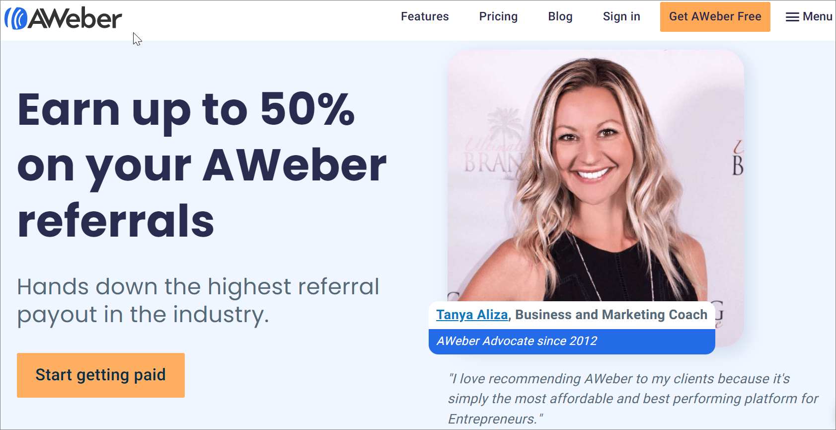 AWeber referrals through affiliate scheme