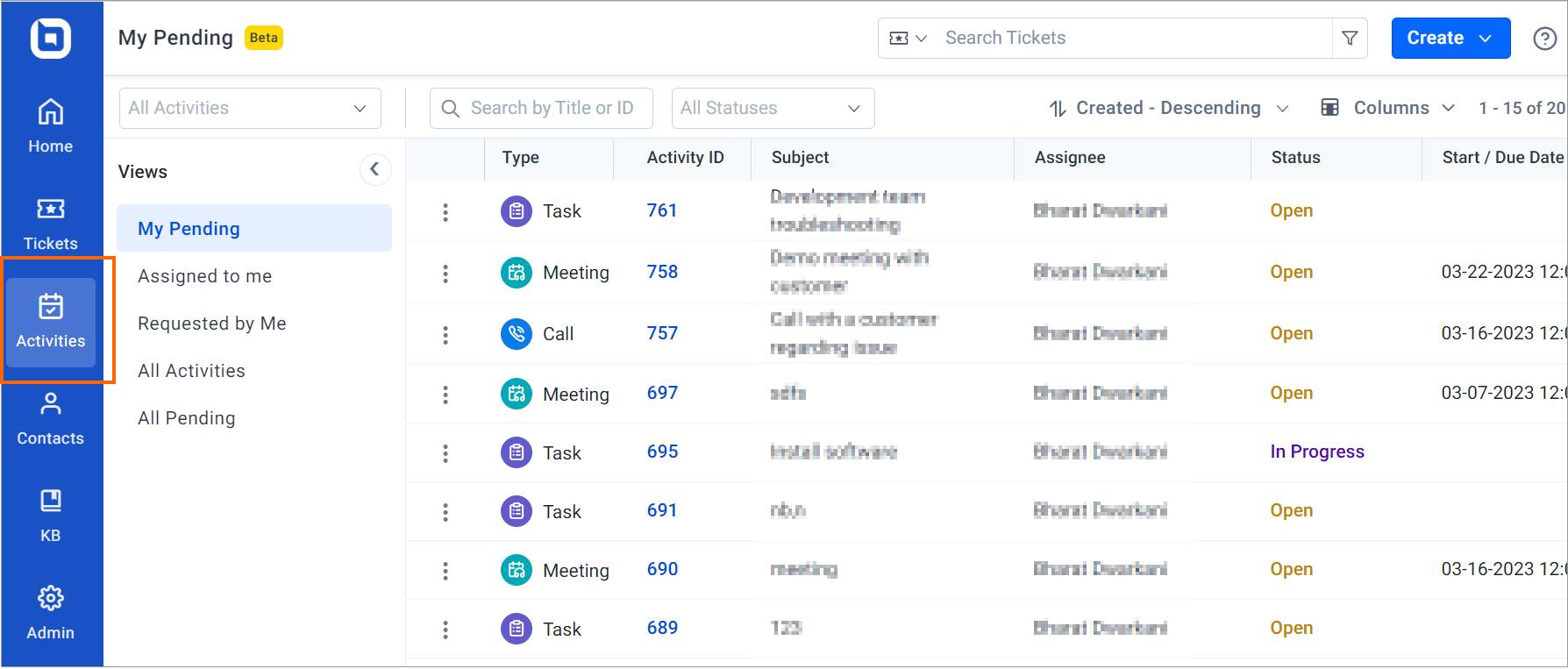 Activity module - New features