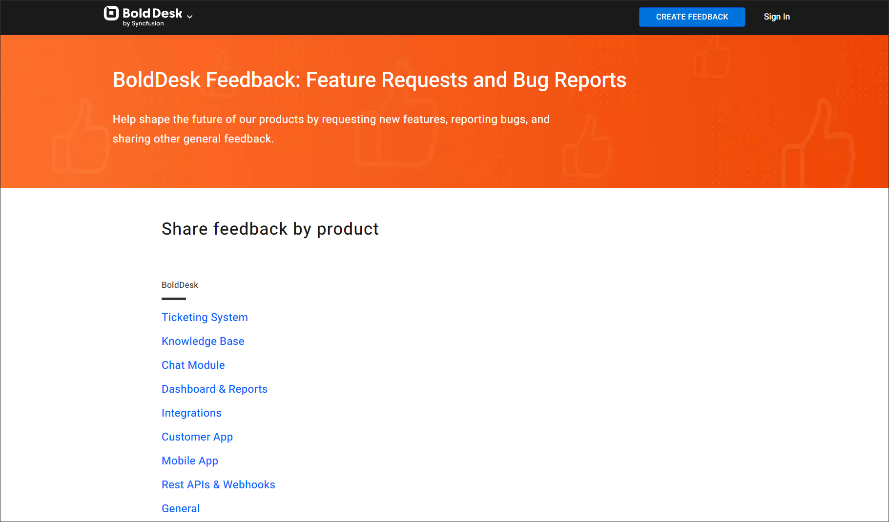 Customer feedback portal