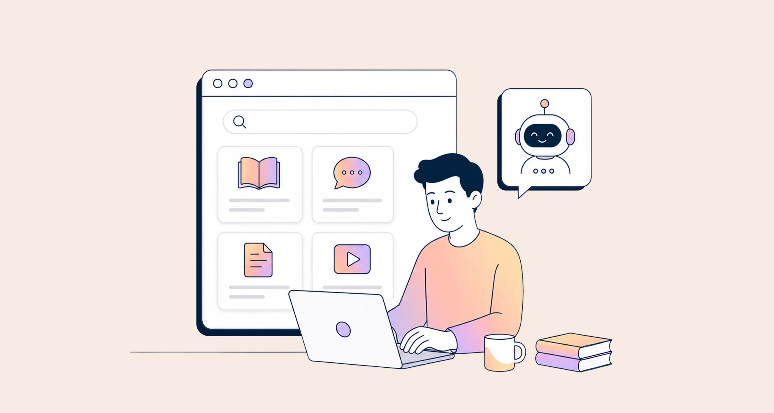Illustration of self-service in help desk implementation to boost operational efficiency