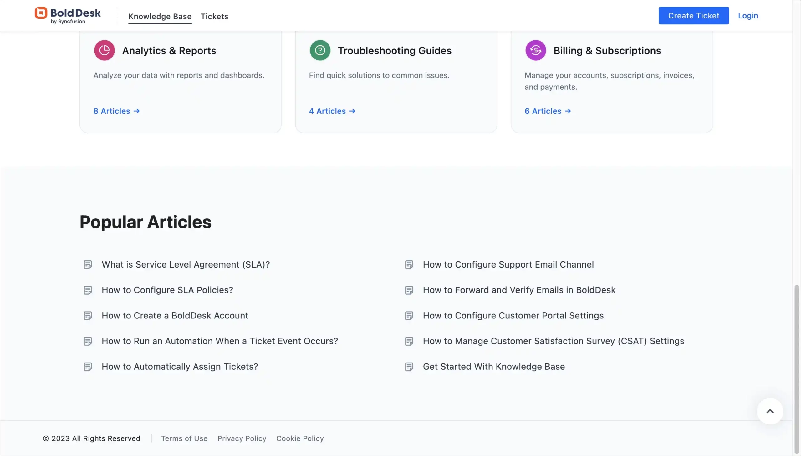 Popular reads section in BoldDesk’s knowledge base articles.