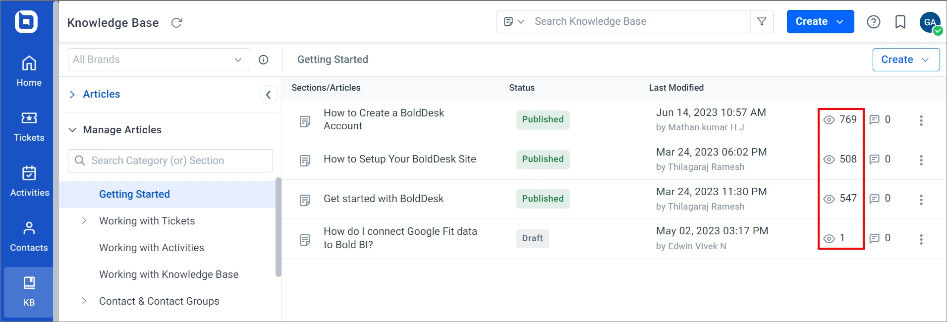 Data on the traffic to your knowledge base is one of the key knowledge base metrics
