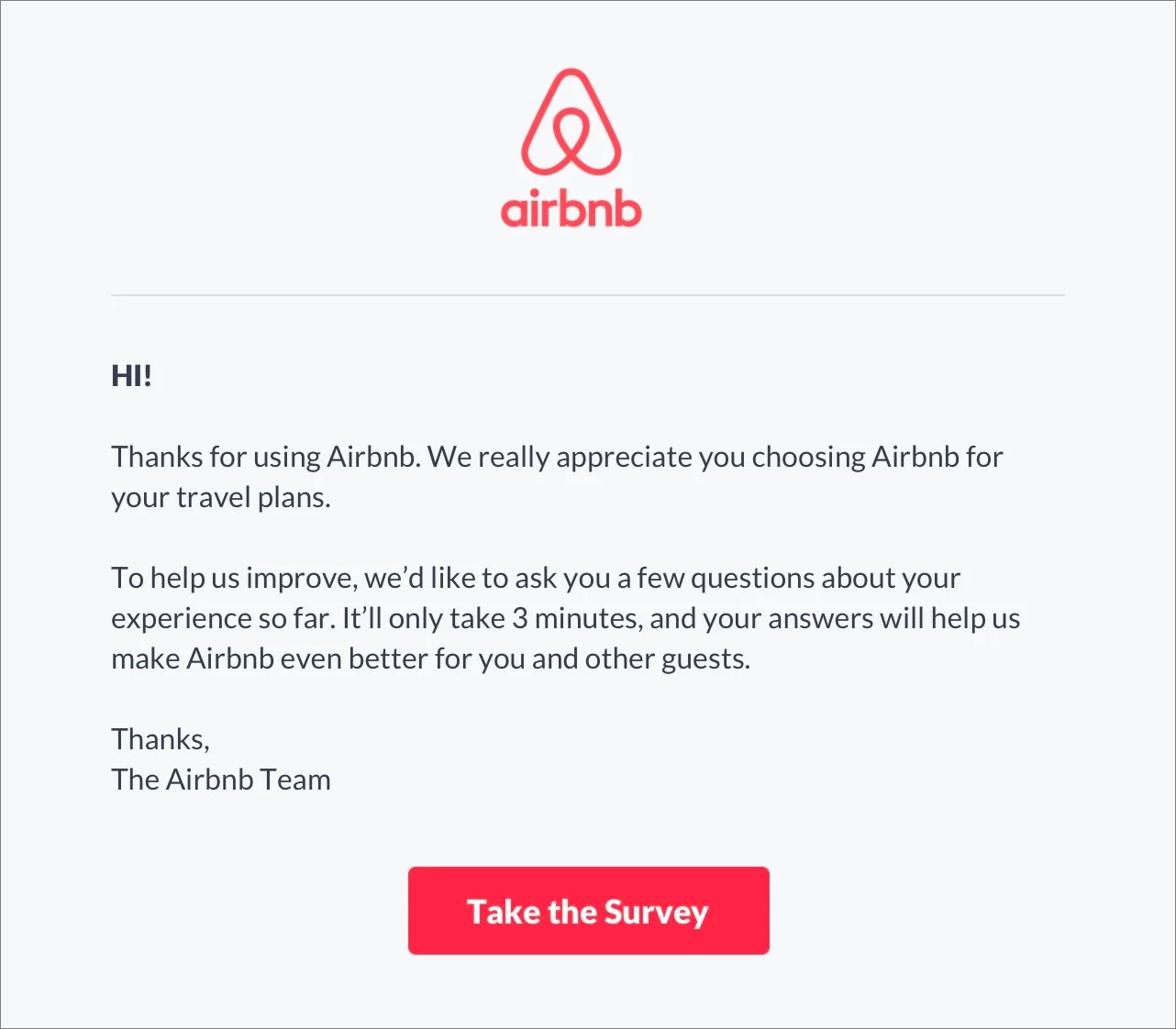 Airbnb customer satisfaction survey page