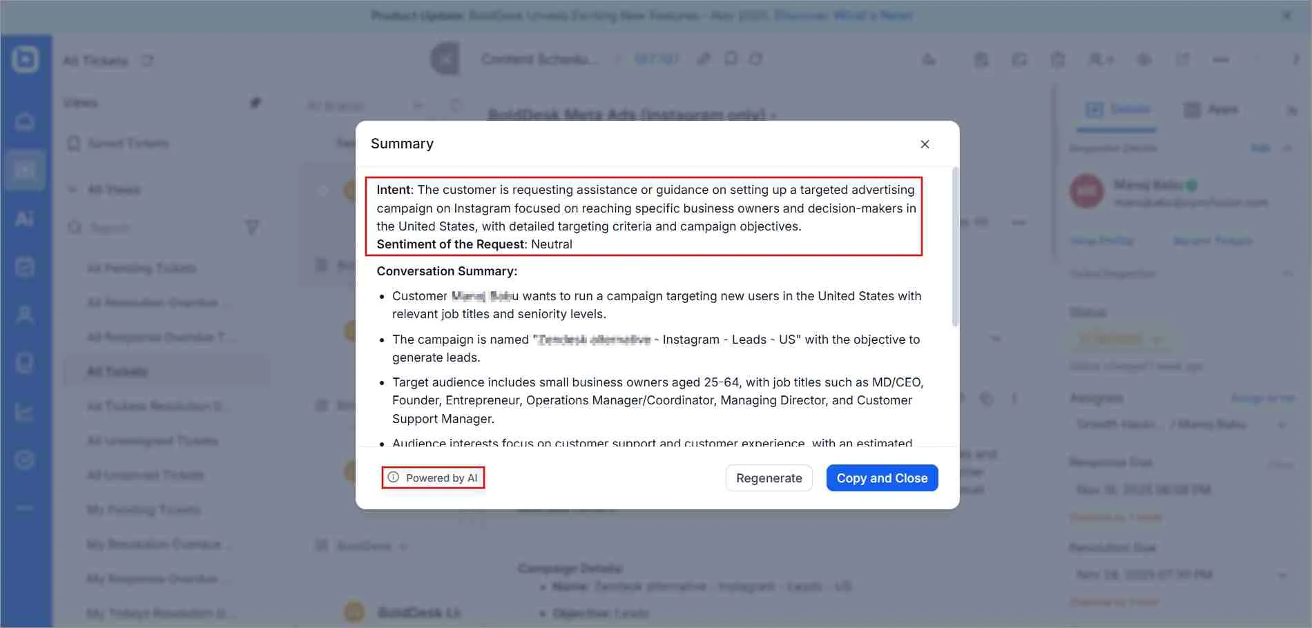 Sentiment analysis in help desk management