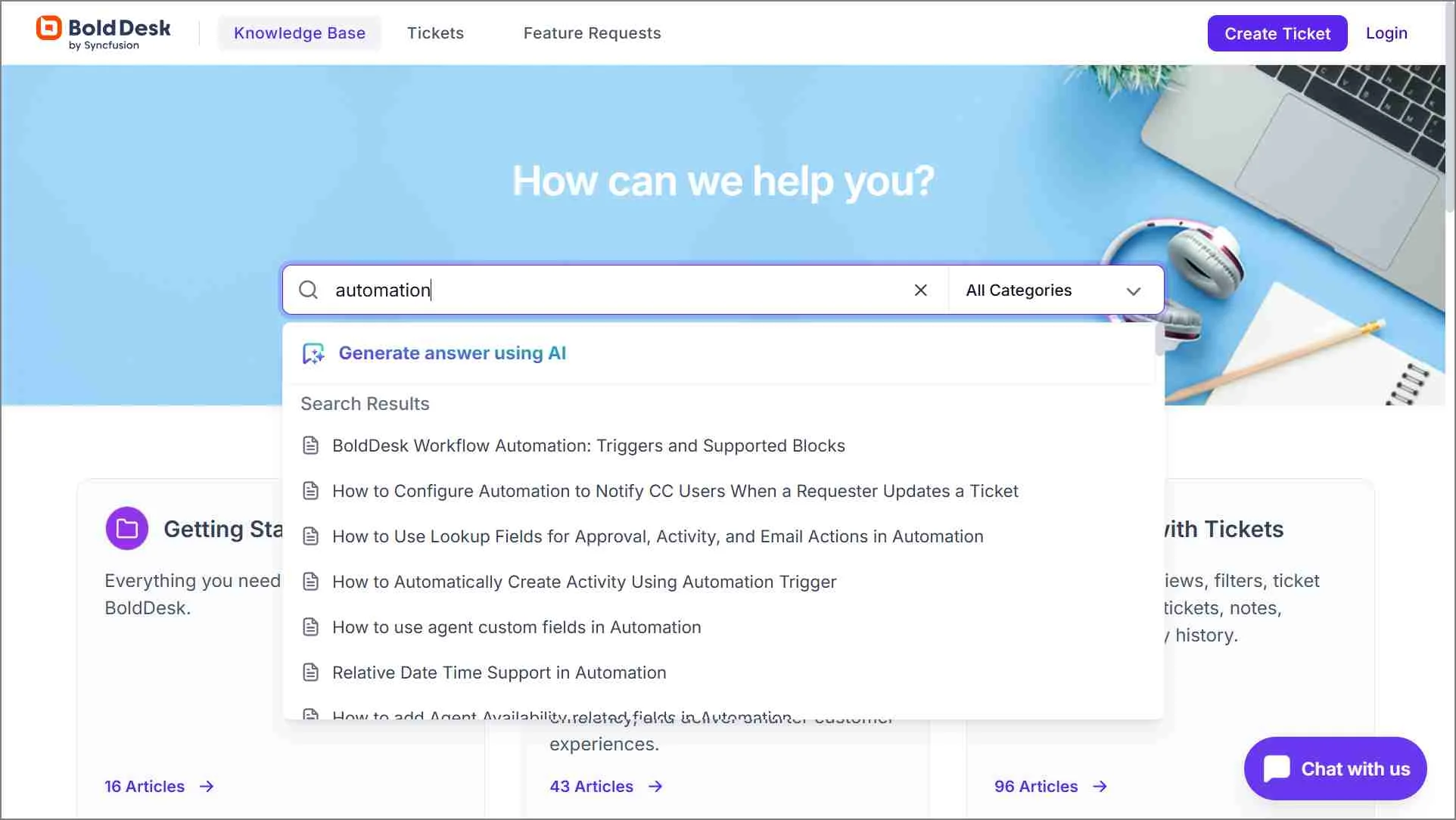 Knowledge base auto suggest feature with several article suggestions