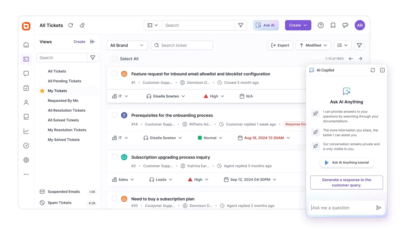 BoldDesk AI-powered customer service software