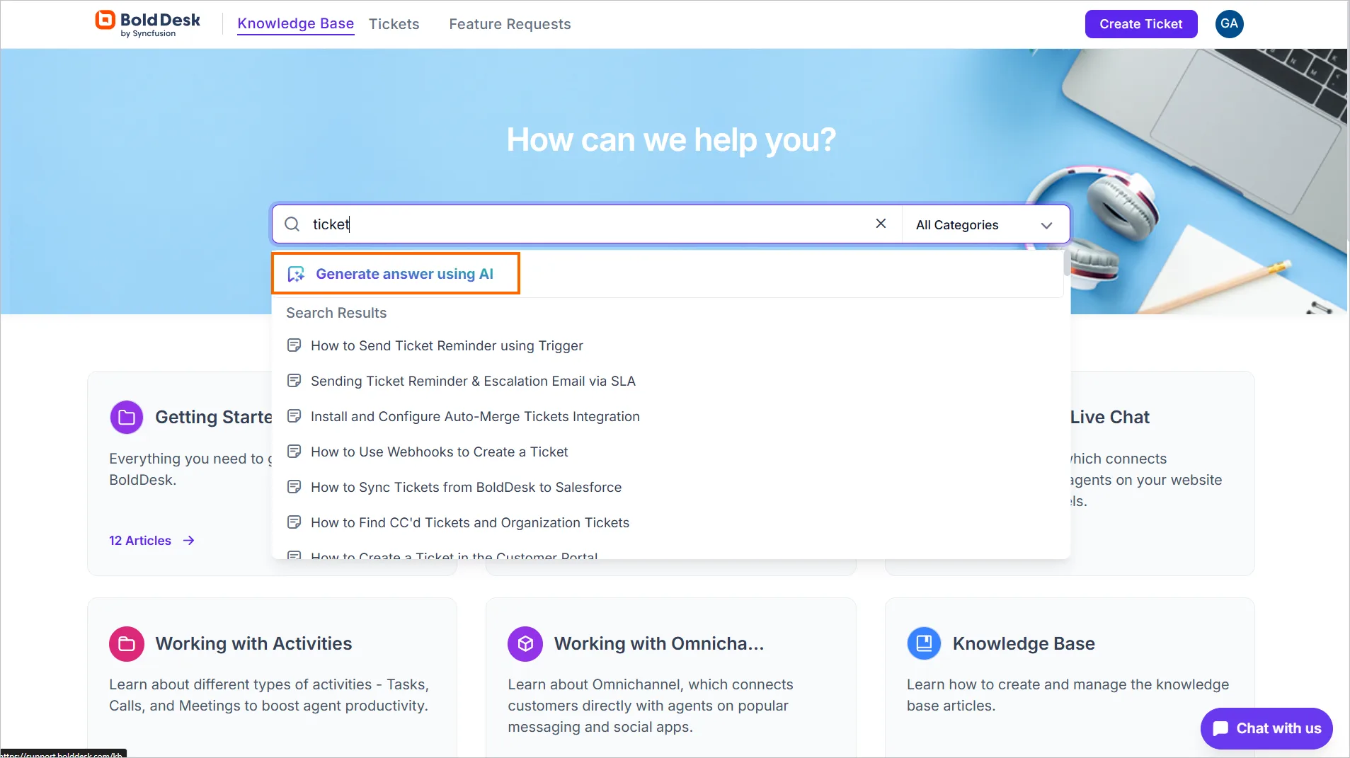 AI Powered Knowledge Base in BoldDesk