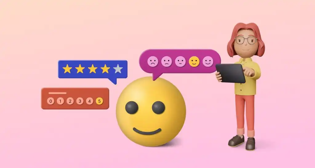 Customer satisfaction metrics showing CSAT ratings, feedback scale, and customer experience indicators.