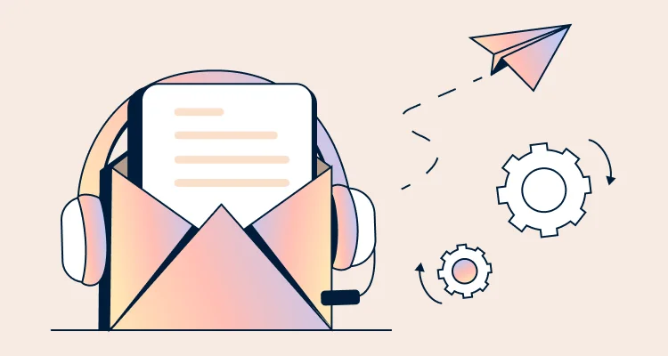 Customer service email templates illustrated with envelopes and messages for professional customer support communication