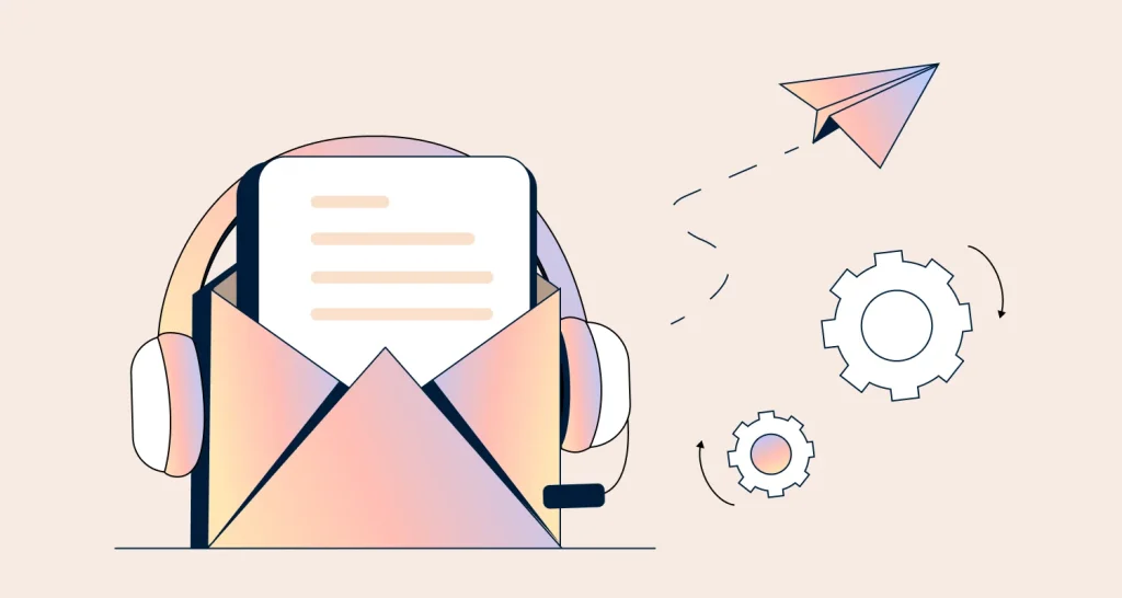 Customer service email templates illustrated with envelopes and messages for professional customer support communication