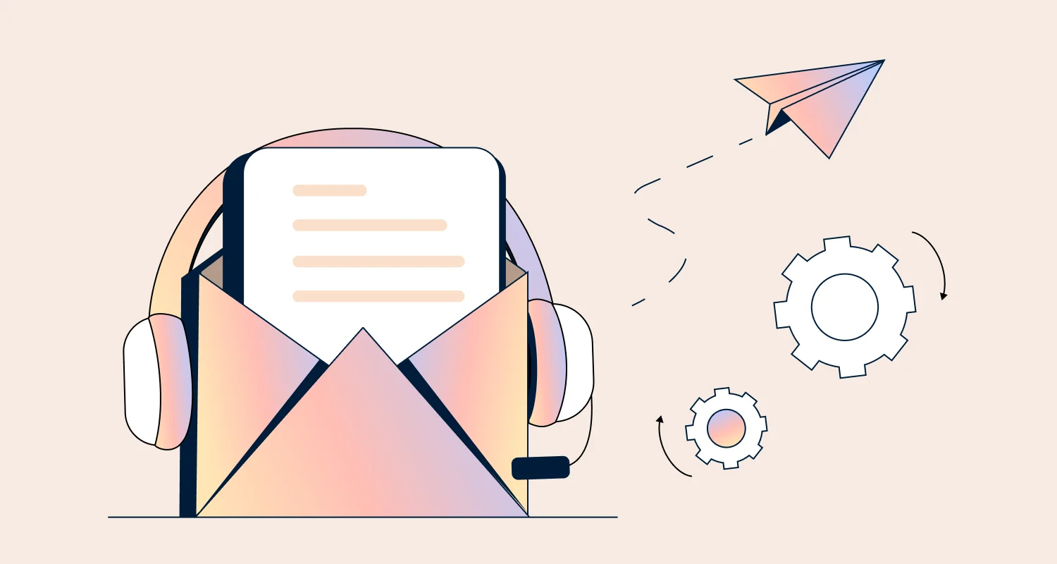 Customer service email templates illustrated with envelopes and messages for professional customer support communication