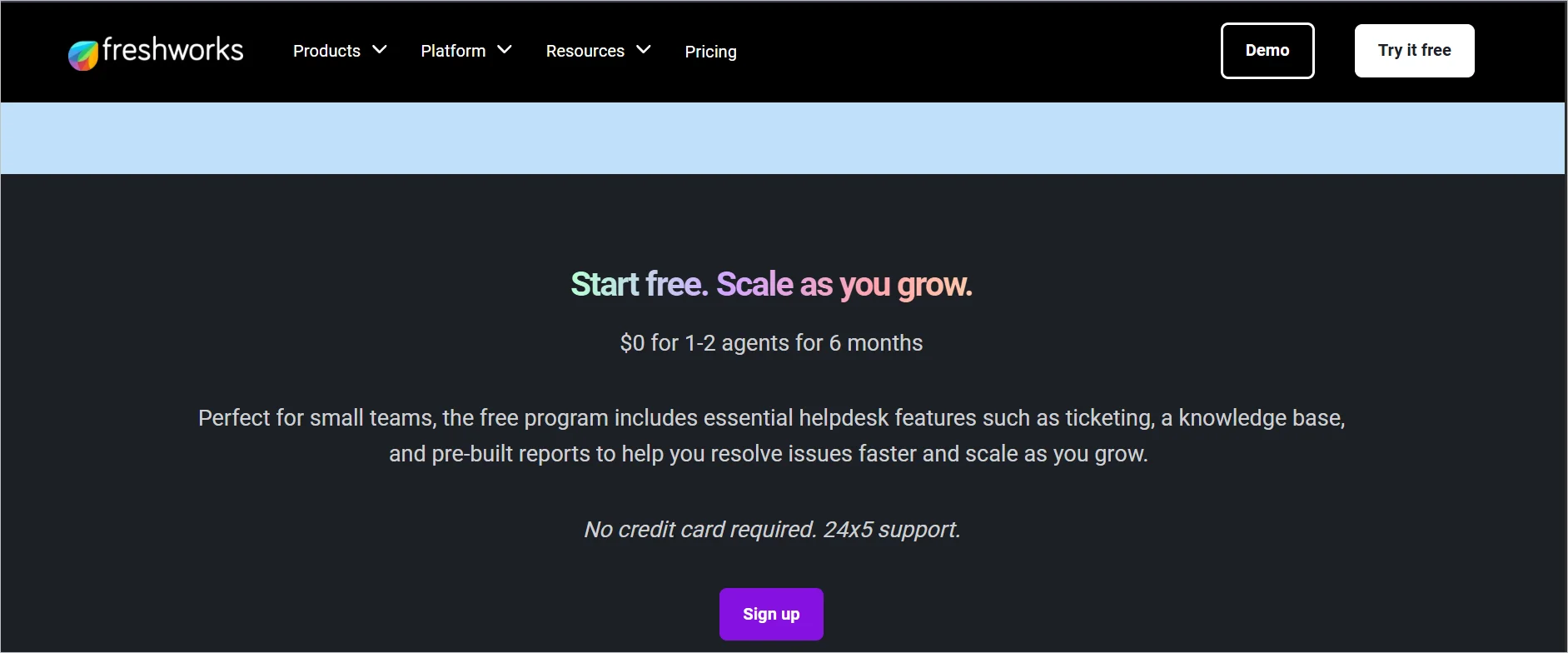 Freshdesk free help desk software illustration showing ticketing system, automation, and scalable customer support