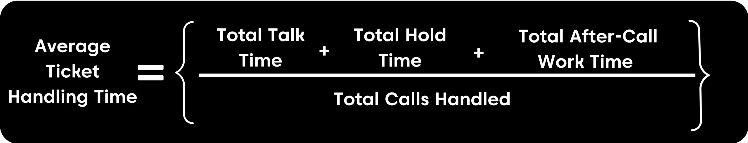 Average ticket handling time formula used to measure support team efficiency and productivity.