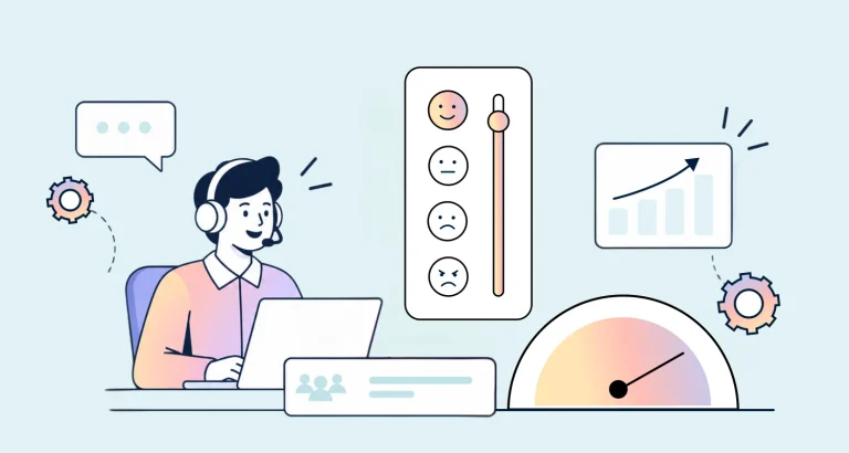 Customer service agent monitoring customer satisfaction and support performance metrics