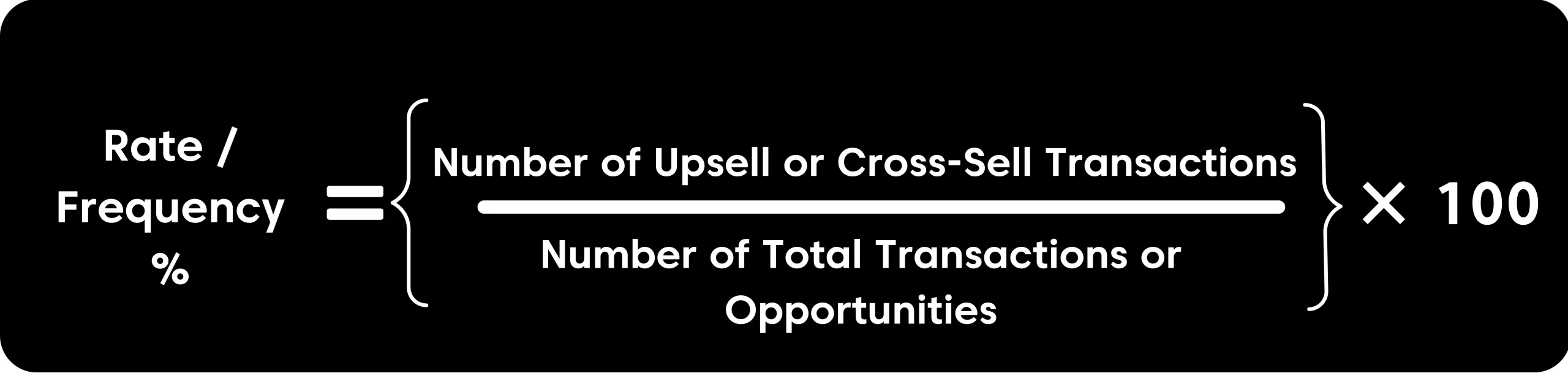 Diagram of frequency of upsell or cross-sell formula used to measure upsell rate percentage