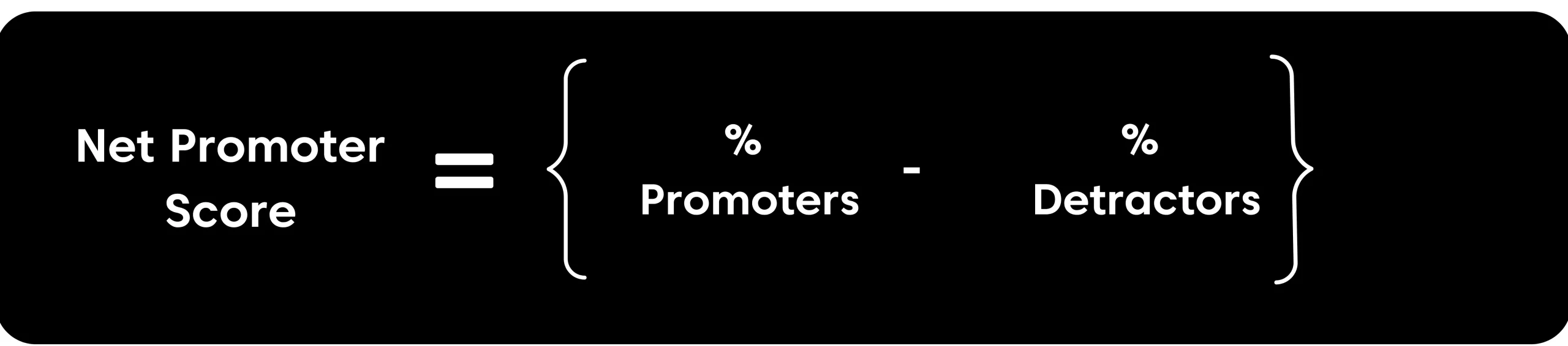 Net promoter score formula calculating NPS from promoter and detractor percentages.