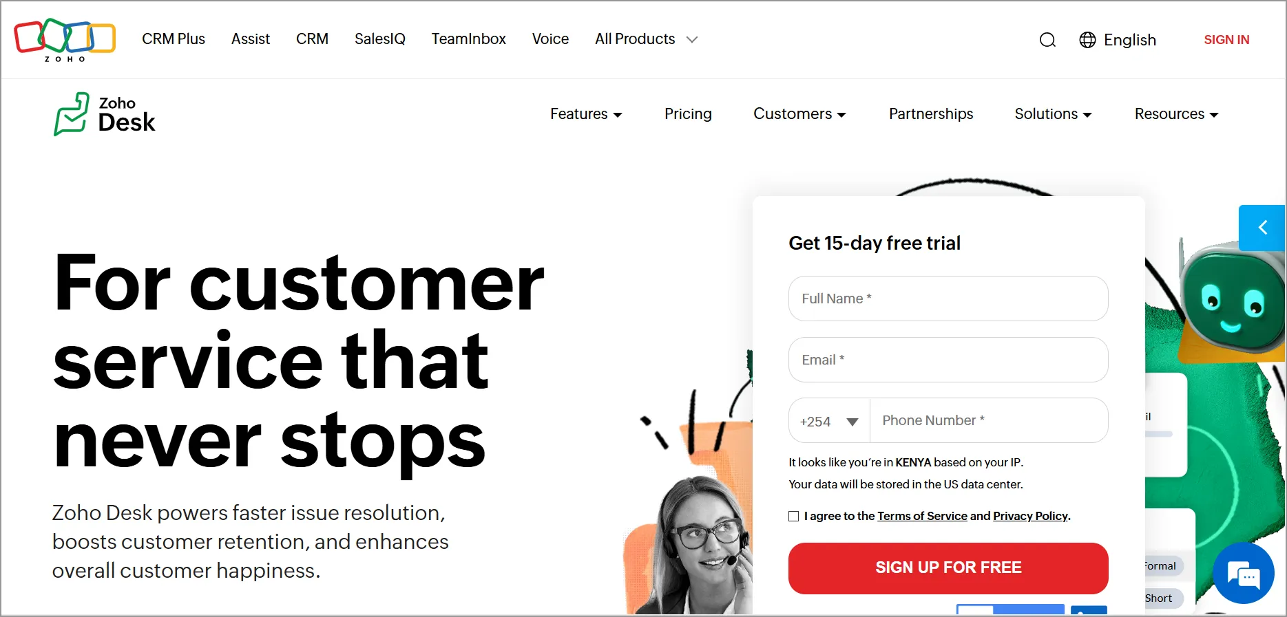 Zoho Desk Home Page