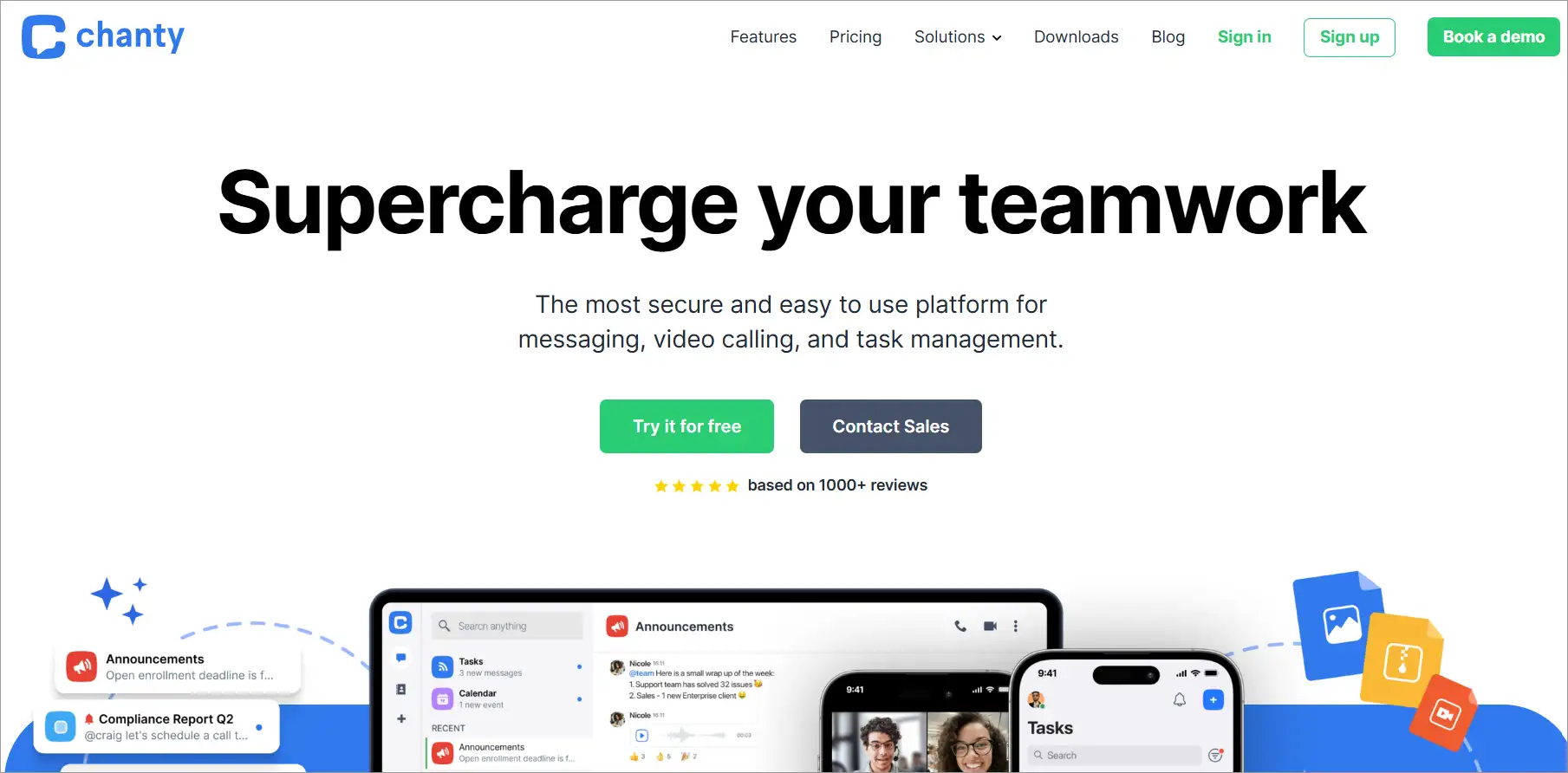 The most secure and easy to use platform formessaging, video calling, and task management