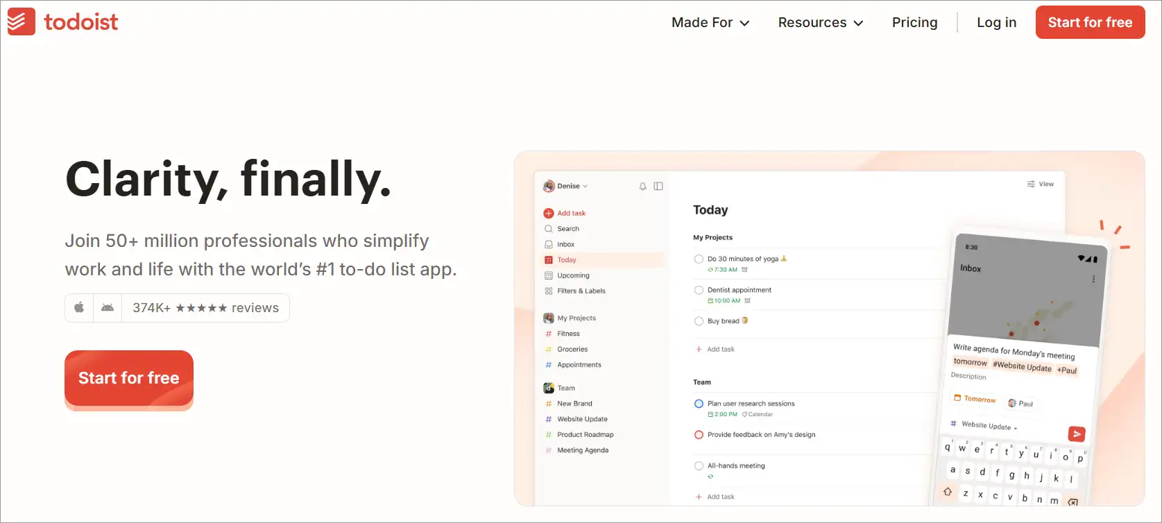 Join 50+ million professionals who simplify work and life with Todoist