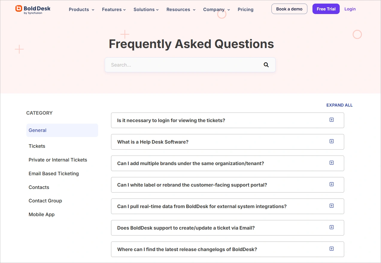 BoldDesk FAQ page