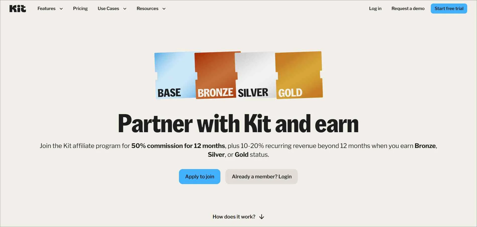 ConvertKit affiliate program page showing 30 percent recurring commission for promoting email marketing SaaS to creators