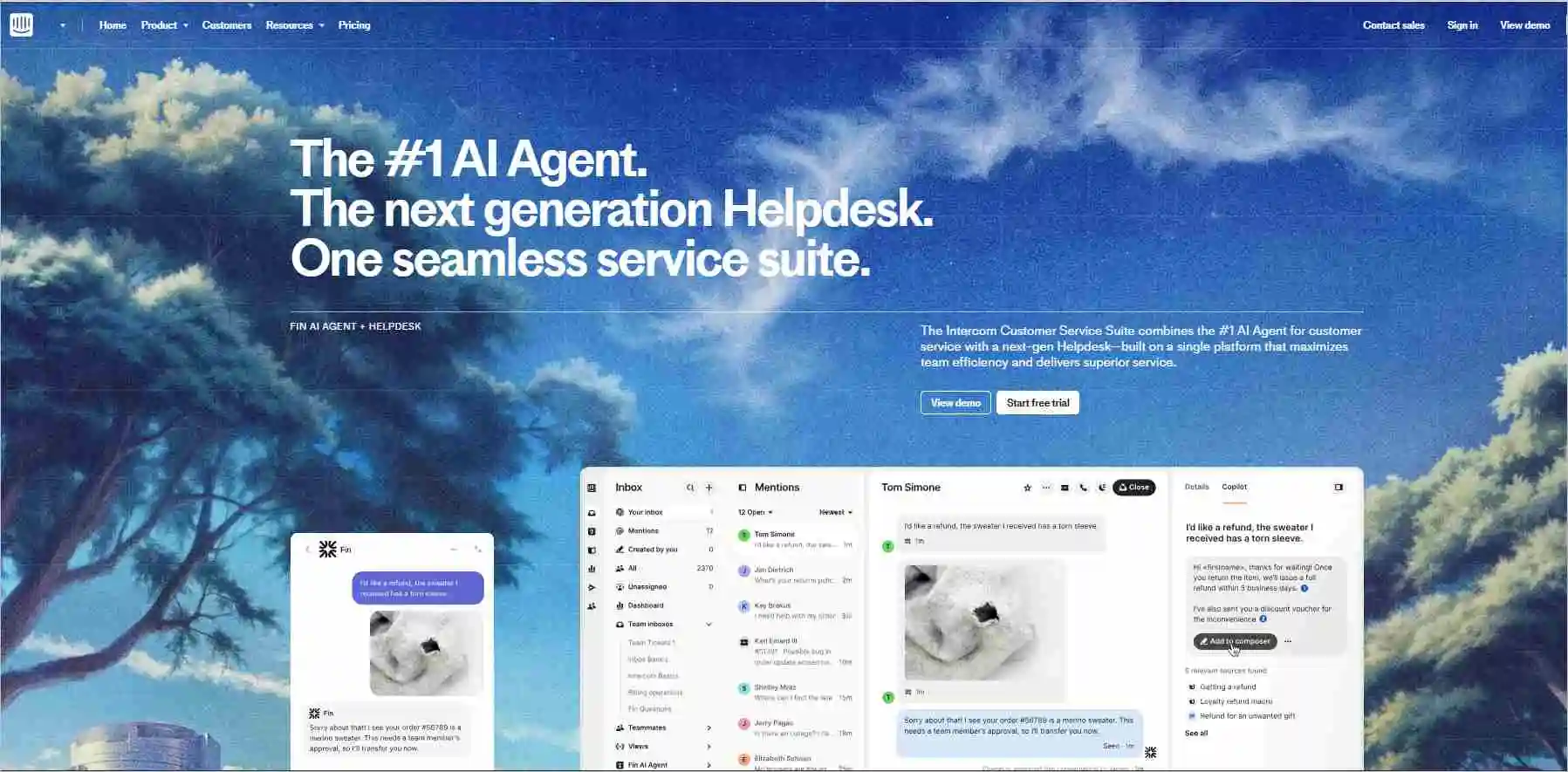 Intercom AI-first customer support platform compared as a premium LiveAgent alternative