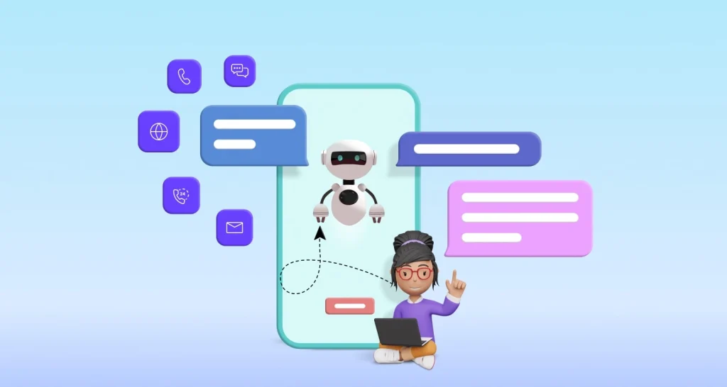 Customer service agent using live chat scripts with AI assistance across multiple support channels.