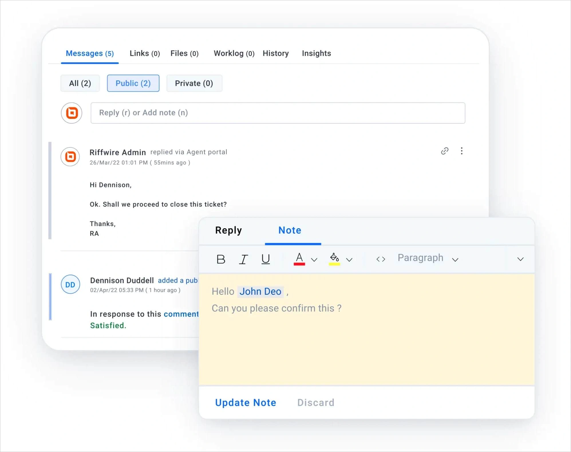 Easy Collaboration with Private Notes and Private Tickets