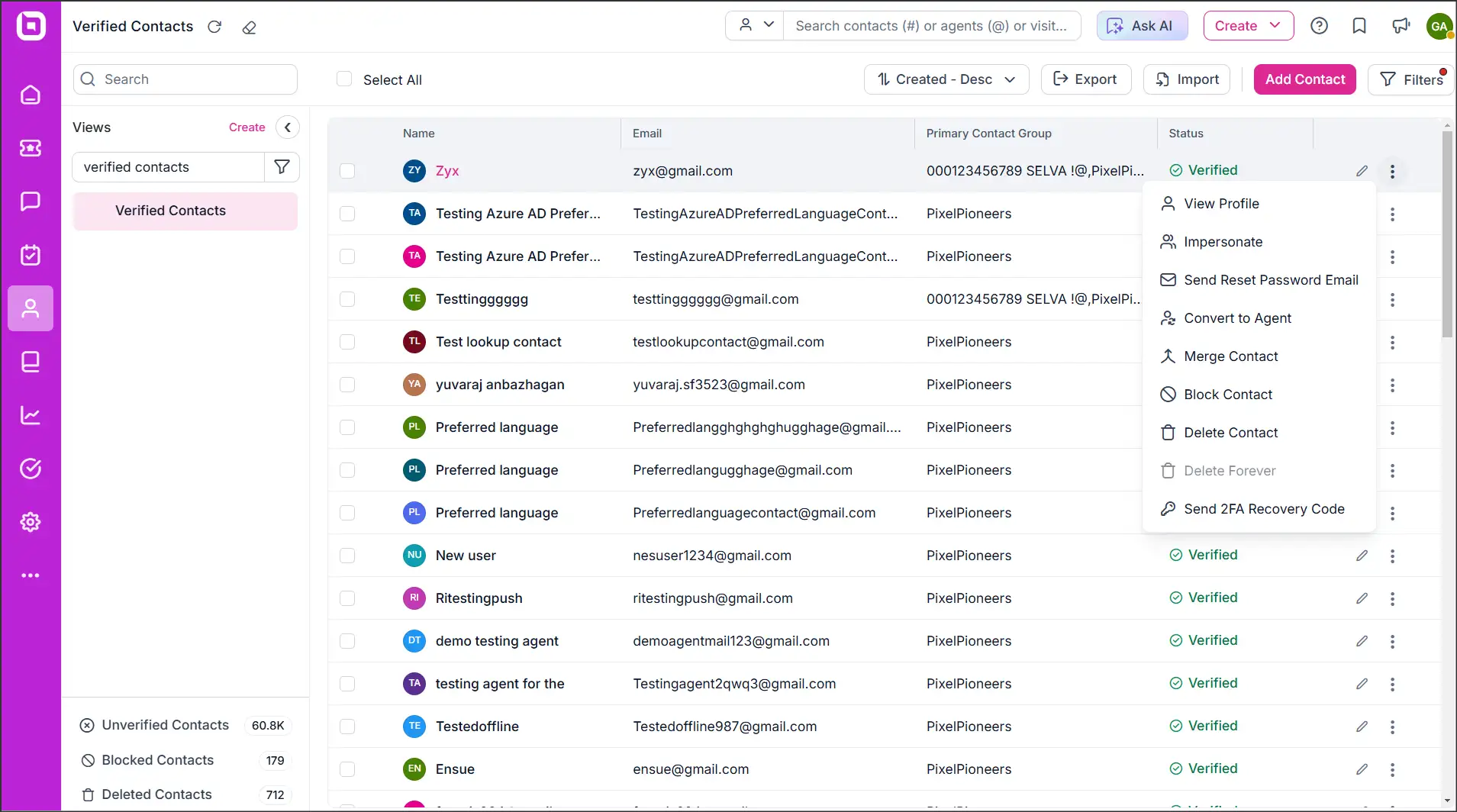 BoldDesk Contact Management
