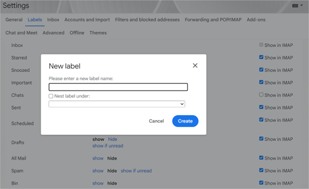 Use labels to categorize emails 