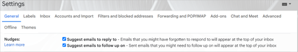 Enable the nudges feature in your Gmail