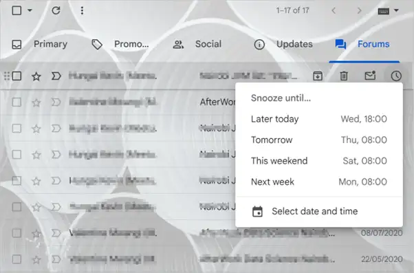 Snooze emails that are not urgent