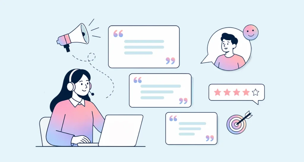 Illustration showing customer service quotes shared with support teams to encourage communication and better service culture.