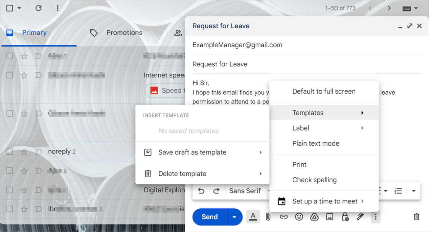 Set up Gmail templates