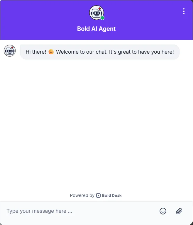 A Welcome Message in BoldDesk Live Chat