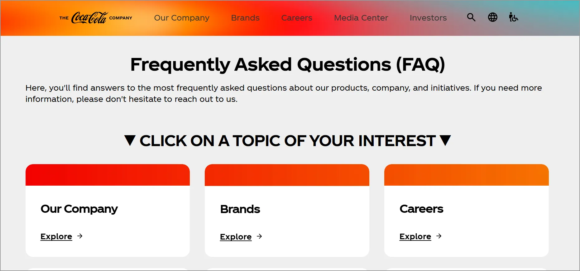 CocaCola FAQ page
