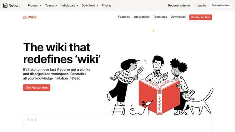 Notion internal knowledge base tool for organizing content and team collaboration