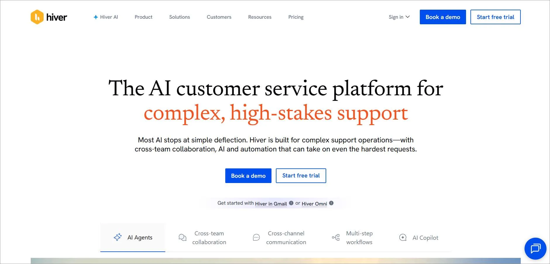 Hiver help desk software integrated with email, showing AI-first customer service platform for support teams